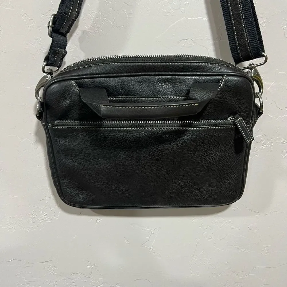 Levenger Brown Full Grain Leather Shoulder Business Bag